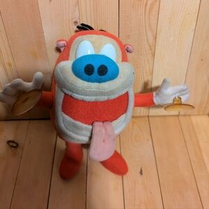 Vintage Nickelodeon ren and stimpy Red and Blue Plush Stuffed Animal Toy